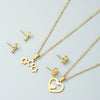 Creative Hollow Love Pendant Titanium Steel Necklace Earrings Set With Snake Bone Chain Electroplated For Women