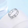 Creative Hollow Roman Numeral Titanium Steel Couple's Ring With Electroplating