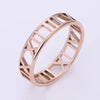 Creative Hollow Roman Numeral Titanium Steel Couple's Ring With Electroplating