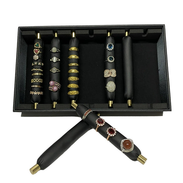 Creative Irregular Pu Leather Jewelry Display Tray Movable Ring Storage Display Plate With Metal And Density Board