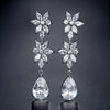 Creative Long Flower Earrings For Women Light Luxury Micro Inlaid Water Drop Zircon Copper Electroplated