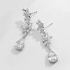 Creative Long Flower Earrings For Women Light Luxury Micro Inlaid Water Drop Zircon Copper Electroplated