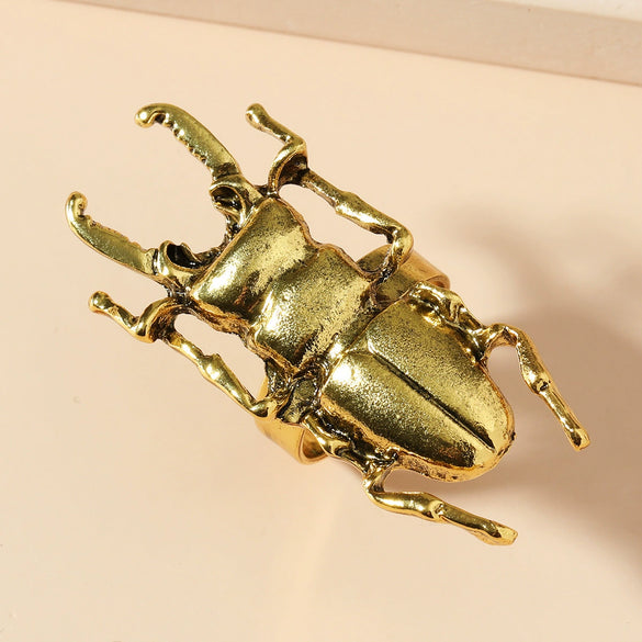 Creative Metal Beetle Geometric Tail Unisex Ring With Electroplating