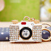 Creative Metal Rhinestone Camera Car Keychain For Women's Bag Pendant