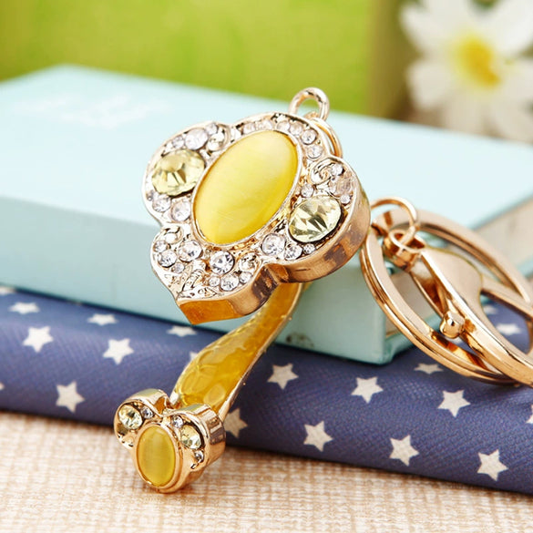 Creative Metal Rhinestone Camera Car Keychain For Women's Bag Pendant