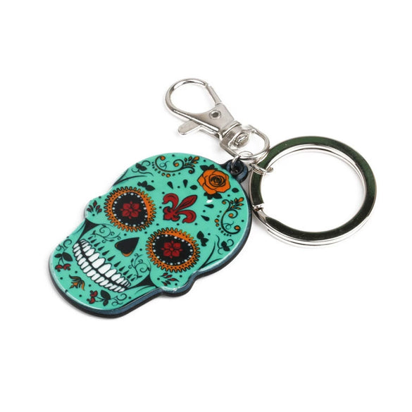 Creative Metal Skull Keychain With Pendant Ring Unisex Halloween Style Diy Accessory
