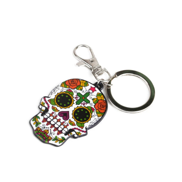 Creative Metal Skull Keychain With Pendant Ring Unisex Halloween Style Diy Accessory