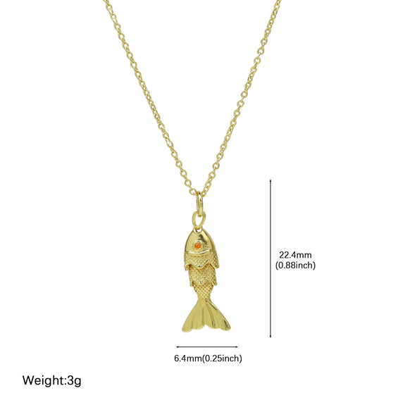 Creative Movable Microinlaid Zircon Small Fish Tropical Fish Pendant Necklace Copper Brass Electroplated