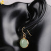 Creative Natural Crystal Convex Earrings Gold Plated Simple Fashion Earrings With Dripping Oil Finish