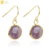 Creative Natural Crystal Convex Earrings Gold Plated Simple Fashion Earrings With Dripping Oil Finish