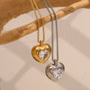 Creative Niche Design High Grade Women's Heart Shaped Stainless Steel Necklace With 18K Gold Plated Electroplating And Love Zircon Box Chain