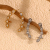 Creative Niche Design Stainless Steel 18K Gold Plated Drops White Diamond Geometric Clip Earrings For Women
