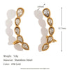 Creative Niche Design Stainless Steel 18K Gold Plated Drops White Diamond Geometric Clip Earrings For Women