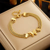 Creative Niche Fashion 3D Frosted Butterfly Connection Multi Layer Chain Titanium Steel Stacked Bracelet With Electroplating