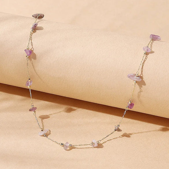 Creative Retro Natural Stone Stitching Chain Necklace