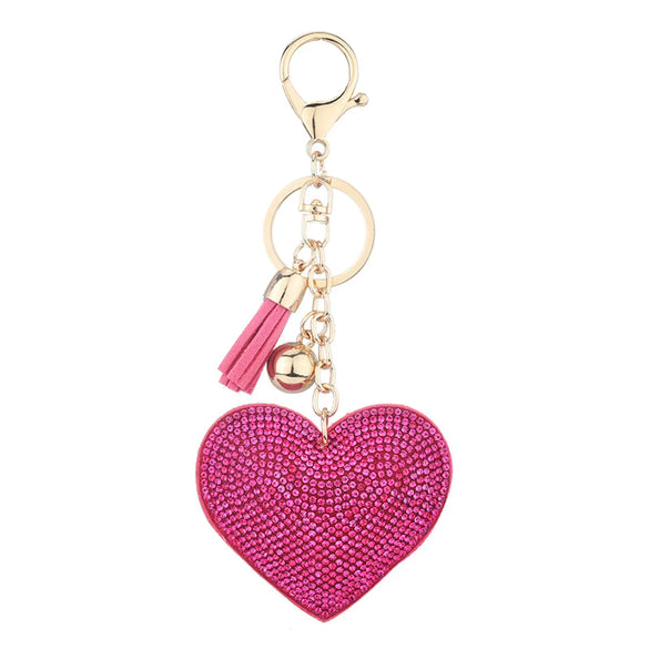 Creative Sequins Heart Pendant Tassel Key Chain Wholesale Gooddiy