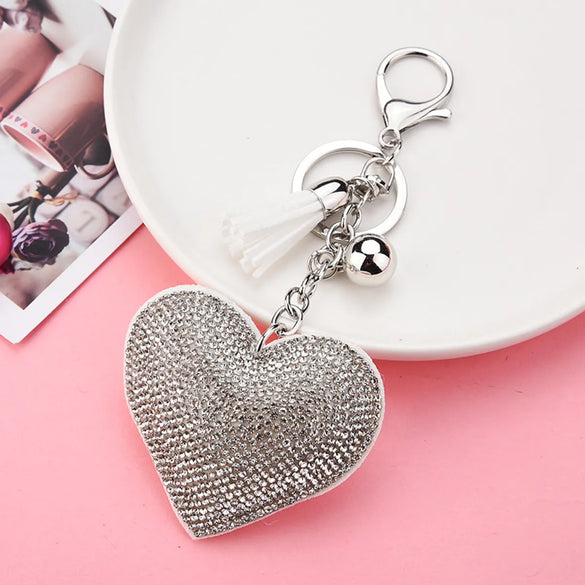 Creative Sequins Heart Pendant Tassel Key Chain Wholesale Gooddiy