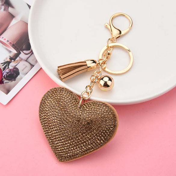 Creative Sequins Heart Pendant Tassel Key Chain Wholesale Gooddiy
