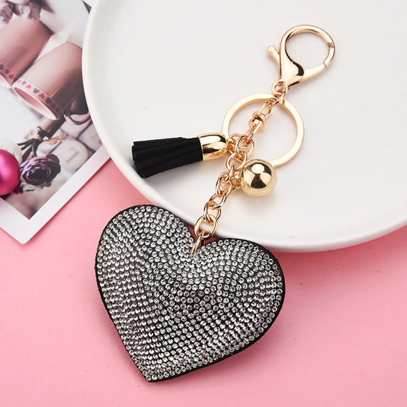 Creative Sequins Heart Pendant Tassel Key Chain Wholesale Gooddiy