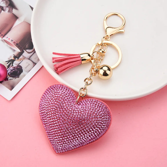 Creative Sequins Heart Pendant Tassel Key Chain Wholesale Gooddiy