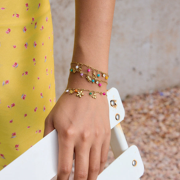 Creative Small Flower Goldplated Stainless Steel Bracelets For Women Jewelry Hand Accessories With Electroplating Processing