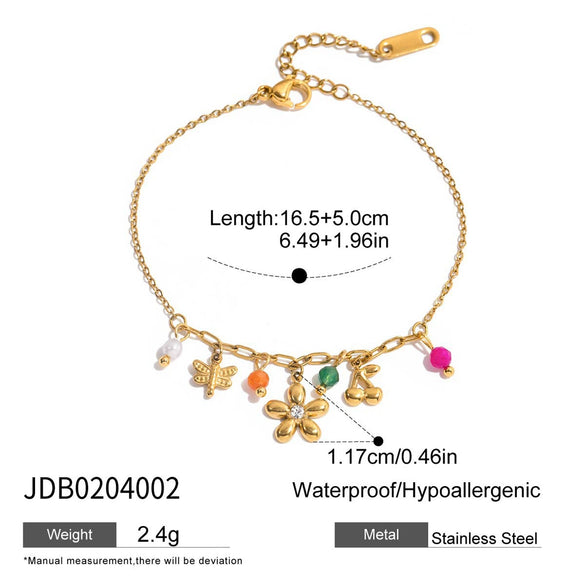 Creative Small Flower Goldplated Stainless Steel Bracelets For Women Jewelry Hand Accessories With Electroplating Processing
