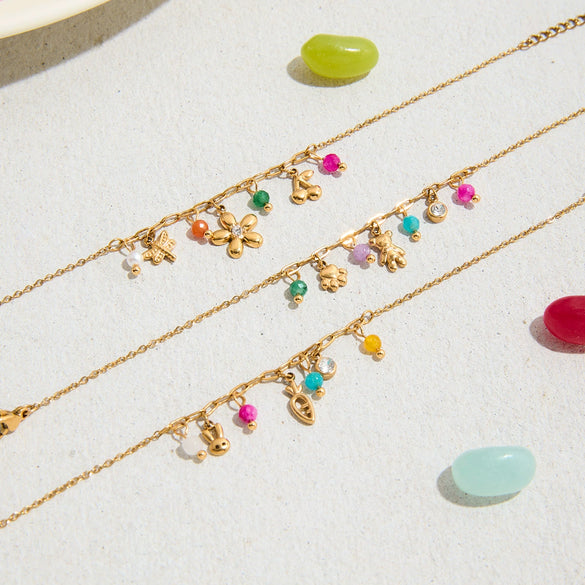 Creative Small Flower Goldplated Stainless Steel Bracelets For Women Jewelry Hand Accessories With Electroplating Processing