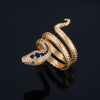 Creative Snakeshaped Inlaid Sapphire Blue Zircon Copper Women's Ring Jewelry