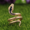 Creative Snakeshaped Inlaid Sapphire Blue Zircon Copper Women's Ring Jewelry