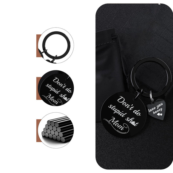 Creative Stainless Steel Round Keychain Pendant Fun Quirky Bag Charm Gift For Mom Personalized Style Award Commemoration Accessory