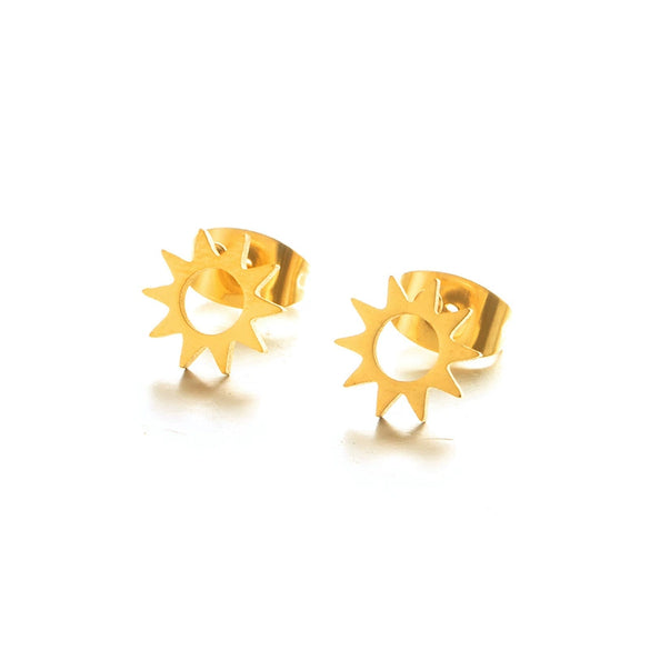 Creative Sunflower Geometry Earrings For Women With Silver Needle And Copper Electroplated Casual Fashion Jewelry