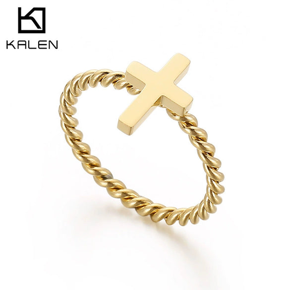 Creative Trend Cross Ring Twist Couple Gift Titanium Steel Geometric Ring