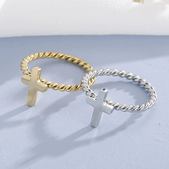 Creative Trend Cross Ring Twist Couple Gift Titanium Steel Geometric Ring