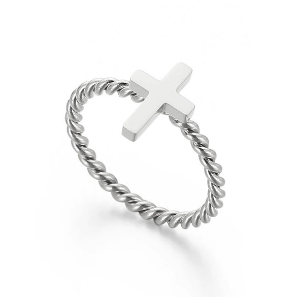 Creative Trend Cross Ring Twist Couple Gift Titanium Steel Geometric Ring