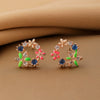 Creative Women's Earrings With Sweet Flower Heart Pearl Bow Wreath Design Alloy Electroplated