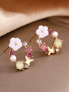 Creative Women's Earrings With Sweet Flower Heart Pearl Bow Wreath Design Alloy Electroplated