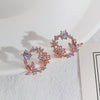 Creative Women's Earrings With Sweet Flower Heart Pearl Bow Wreath Design Alloy Electroplated