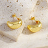Crescent Geometric Copper Ear Studs For Women With Electroplating Treatment Simple Highend Fashion Design