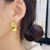 Crescent Geometric Copper Ear Studs For Women With Electroplating Treatment Simple Highend Fashion Design