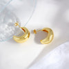 Crescent Geometric Copper Ear Studs For Women With Electroplating Treatment Simple Highend Fashion Design