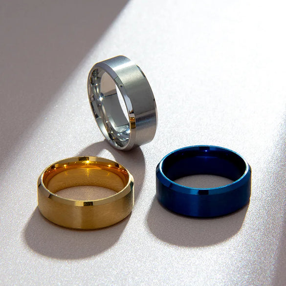 8mm Matte Stainless Steel Men'S Ring Simple Fashion Jewelry Wholesale