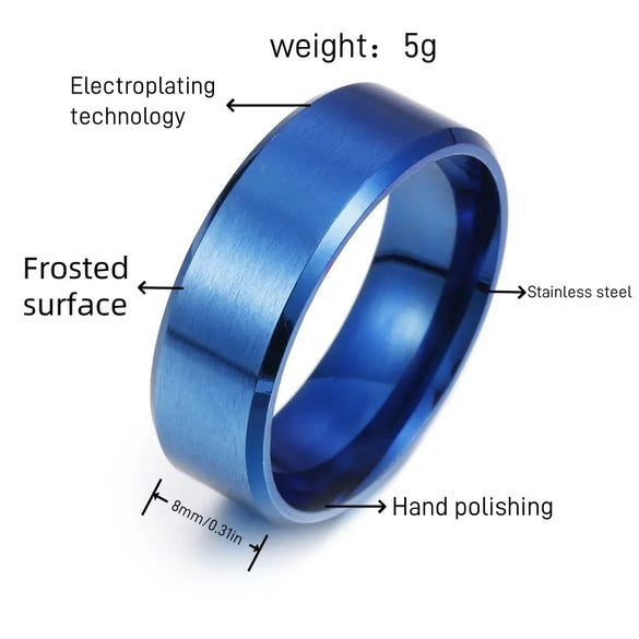 8mm Matte Stainless Steel Men'S Ring Simple Fashion Jewelry Wholesale