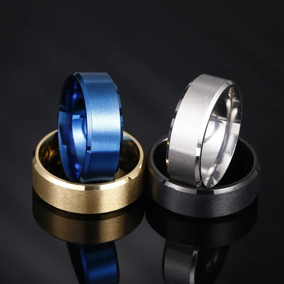 8mm Matte Stainless Steel Men'S Ring Simple Fashion Jewelry Wholesale