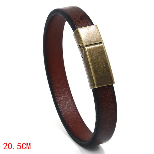 Accessories Trendy Men'S Bracelet Simple  Men'S Cowhide Bracelet Gloss Personalized Customized Stainless Steel Bracelet