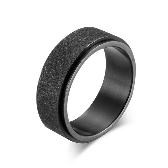 Cross-Border  Titanium Steel Frosted Spinning Ring Stainless Steel Silicon Carbide Plated K Gold Relieve Anxiety Decompression Ring