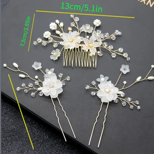 -Style Handmade Bridal Headdress Pearl Flower Twist Bead Hair Comb Hair Pin Suit Wedding Dress Accessories