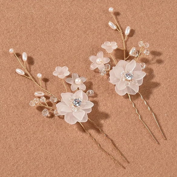 -Style Handmade Bridal Headdress Pearl Flower Twist Bead Hair Comb Hair Pin Suit Wedding Dress Accessories
