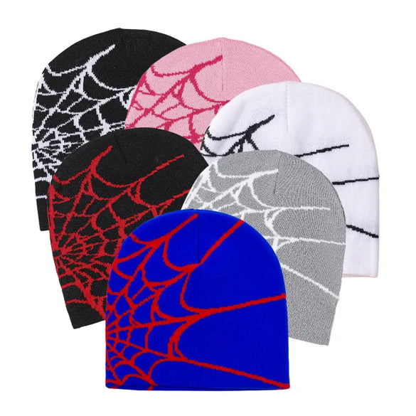 Cross-Border Hot Sale Personalized Pullover Hat Winter European And American Hot Selling Spider Web Jacquard Knitted Hat Men'S And Women'S Warm Hat Cold Hat