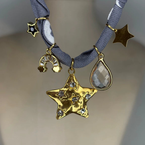Cross Dopamine Titanium Steel Necklace Bracelet With Star Geometric Pendant Electroplated