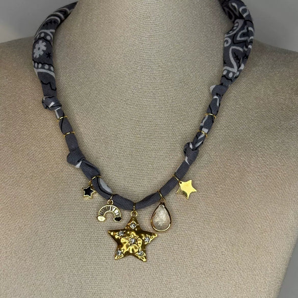 Cross Dopamine Titanium Steel Necklace Bracelet With Star Geometric Pendant Electroplated